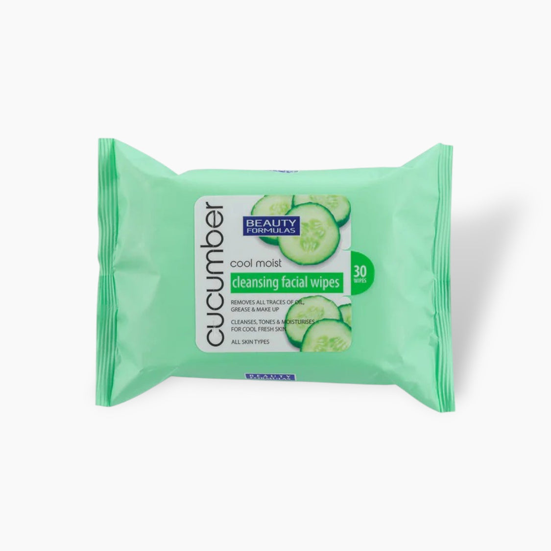 Beauty Formulas CUCUMBER Cool Moist Cleansing Facial Wipes 30 Wipes