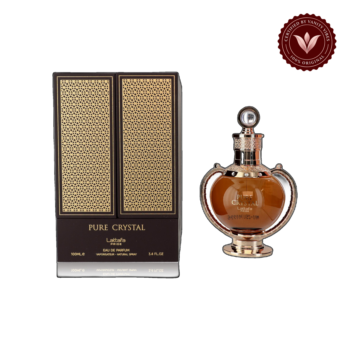 Lattafa Pride Pure Crystal Eau de Parfum 100ml - Long Lasting Fresh Elegant Unisex Fragrance for Men & Women — alternate product view — Vanity Vibes