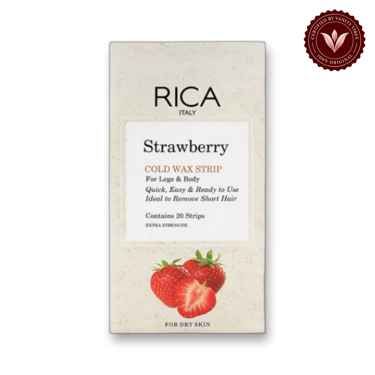 RICA Strawberry Legs & Body Dry Skin Cold Wax Strip 20Strips — secondary view