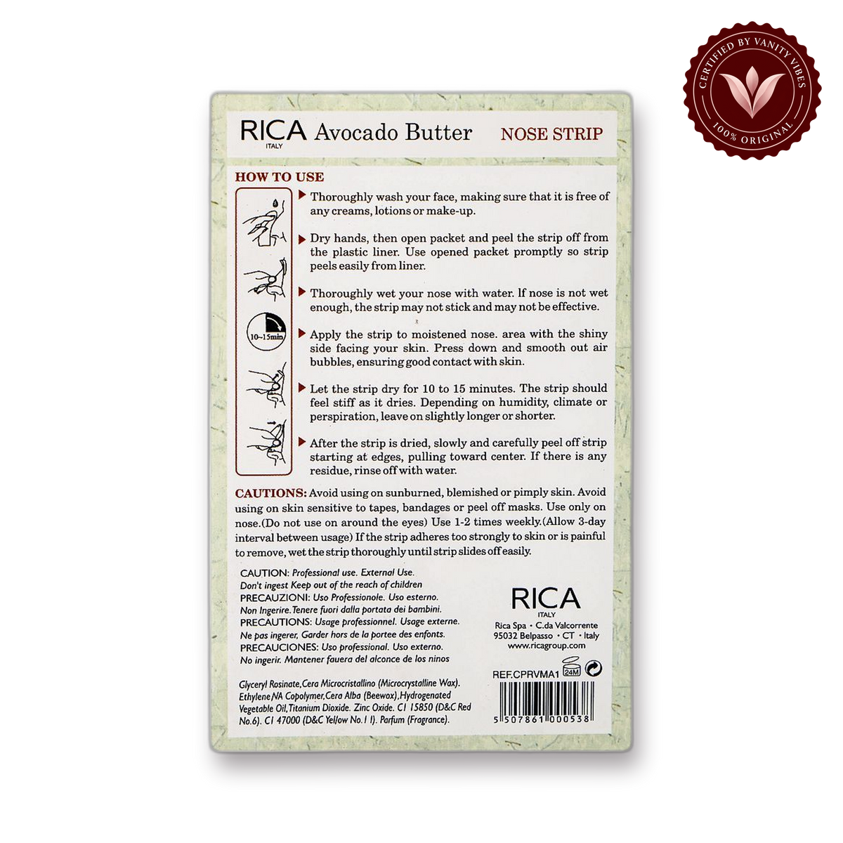 Rica Avocado Butter Nose Strip for Sensitive Skin 8 Strips — secondary view