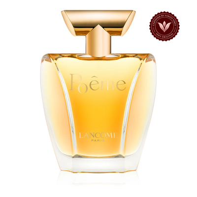 Lancôme Poême 100ml bottle-only product view with Vanity Vibes badge