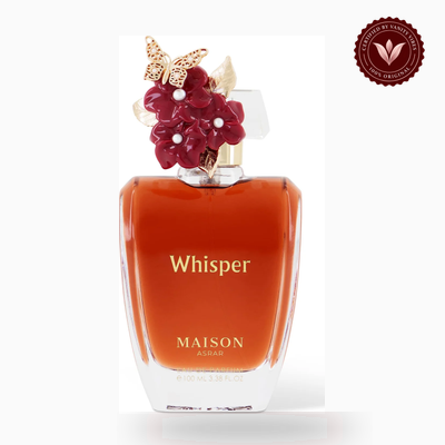 Maison Asrar Whisper perfume perfume bottle and packaging view | Vanity Vibes Pakistan