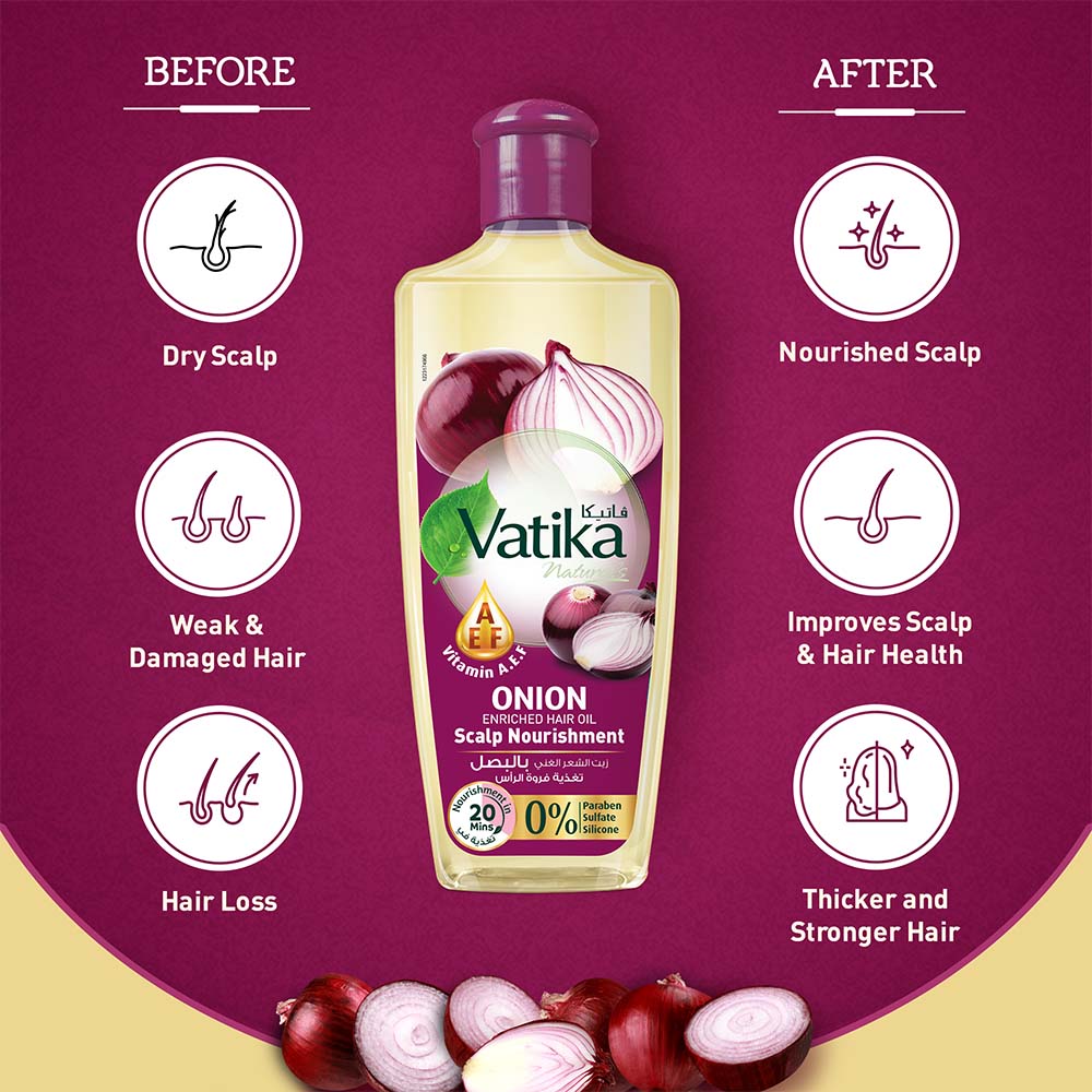 Vatika Naturals Onion Enriched Hair Oil Scalp Nourishment 200ml
