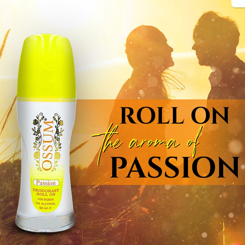 Ossum Passion Deodorant Roll-On for Women 50ml 0% Alcohol Long-Lasting Freshness