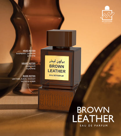 Milestone Parfums Brown Leather Eau De Parfum 100ml – Long Lasting Luxury Leather Fragrance for Men & Women