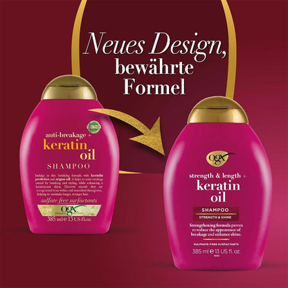 OGX Strength & Length + Keratin Oil Shampoo Strength & Shine 385ml