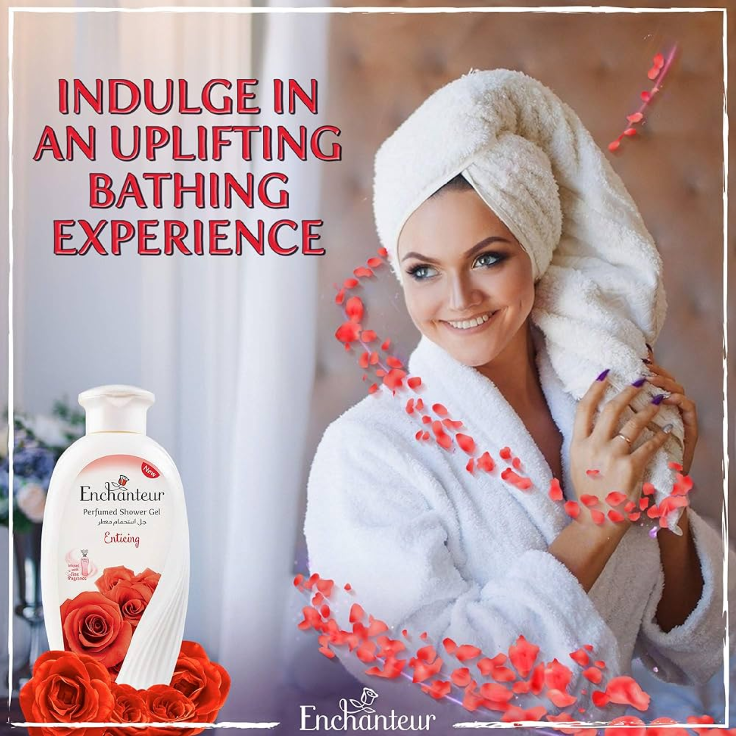 Enchanteur Enticing Perfumed Shower Gel 250ml - Deep Cleansing Moisturizing Body Wash with Long Lasting Floral Fruity Fragran