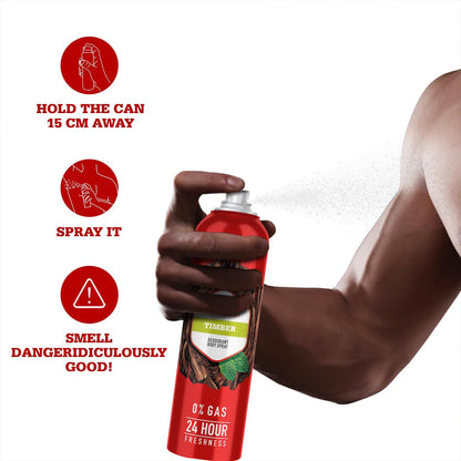 Old Spice Timber 0% Gas Deodorant Body Spray 140ml for Men
