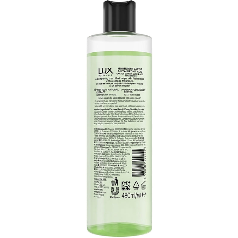 Lux Botanicals Moonlight Cactus & Hyaluronic Acid Daily Shower Gel 500ml Deep Hydration & Fresh Skin