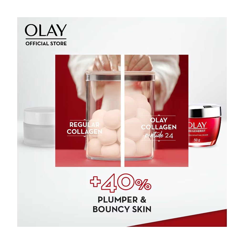 Olay Regenerist Peptide 24 Collagen Peptide Moisturiser 50g - 10X More Collagen Peptides, Fragrance Free Anti-Aging Cream