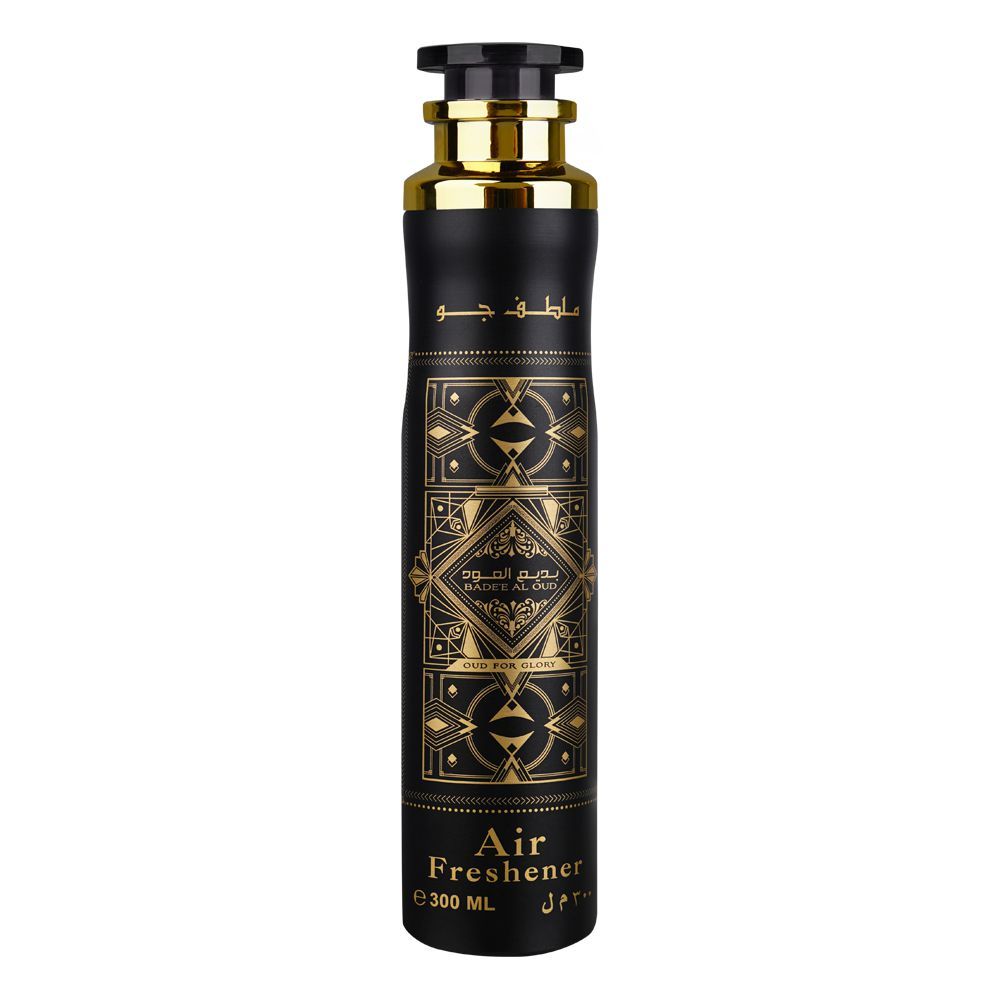 Badee Al Oud Oud For Glory Deodorant Spray 200ml + Badee Al Oud Oud For Glory Air Freshener 300ml by Lattafa (Pack of 2)