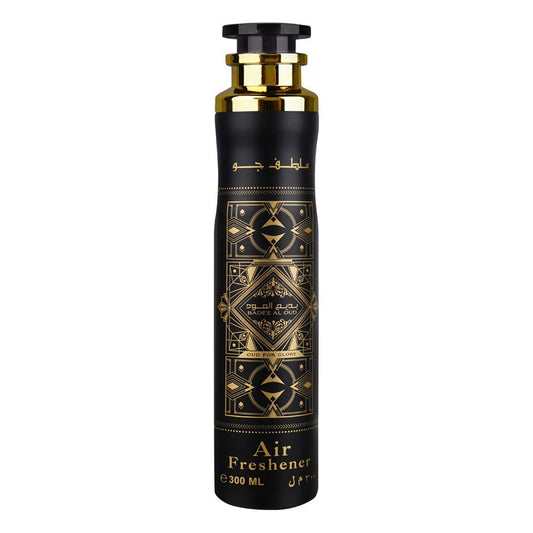 Badee Al Oud Oud For Glory Deodorant Spray 200ml + Badee Al Oud Oud For Glory Air Freshener 300ml by Lattafa (Pack of 2)