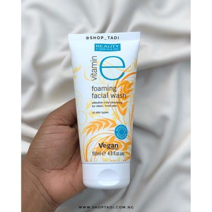 Beauty Formulas Vitamin E Foaming Facial Wash 150ml - Gentle Deep Cleansing Face Wash for Soft Hydrated Skin & Daily Skincare