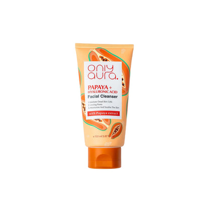 Only Aura Papaya Facial Cleanser 150ml – Gentle Deep Cleansing Skincare Face Wash for Brightening Glow, Dirt Removal, Soft Sm