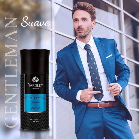 Yardley London Gentleman Suave for Men Body Spray 150 ml Smooth Masculine Fragrance & Long‑Lasting Freshness