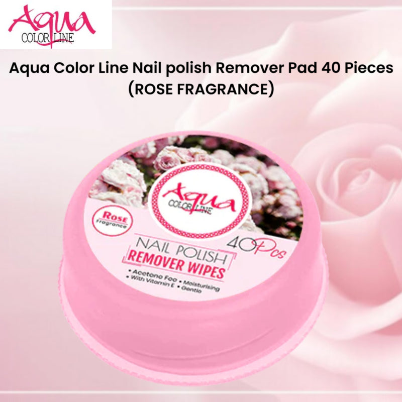 Aqua Color Line Nail polish Remover Pad 40 Pieces (Rose Fragrance)