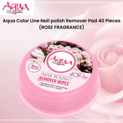 Aqua Color Line Nail polish Remover Pad 40 Pieces (Rose Fragrance)