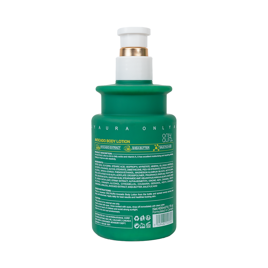 Only Aura Avocado Body Lotion 400ml – Deep Nourishing Moisturizing Skincare Lotion for Dry Skin Repair, Soft Smooth Skin, Lon