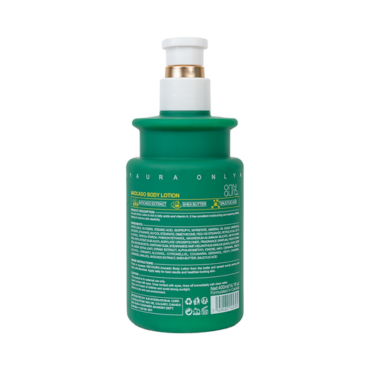 Only Aura Avocado Body Lotion 400ml - Deep Nourishing Moisturizing Skincare Lotion for Dry Skin Repair, Soft Smooth Skin, Lon