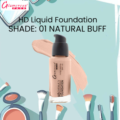 Glamorous Face HD Liquid Foundation (01 Natural Buff)
