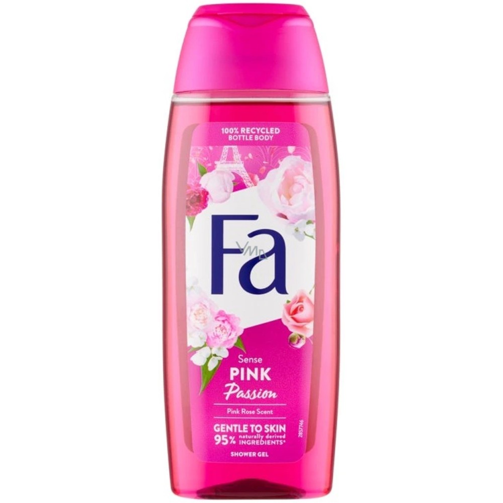 Fa Sense Pink Passion Pink Rose Scent Shower Gel 250ml – Gentle to Skin, 95% Naturally Derived Ingredients, 100% Recycled Bot