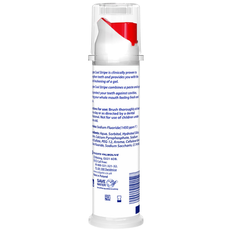 Colgate Cool Stripe Toothpaste Pump 100ml Refreshing Mint & Cavity Protection