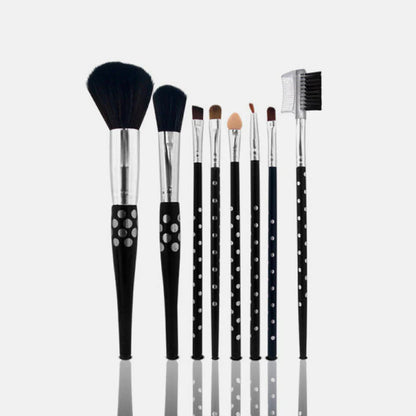 Glamorous Face 8 in 1 Brush Sets Pot Glass (Silver)