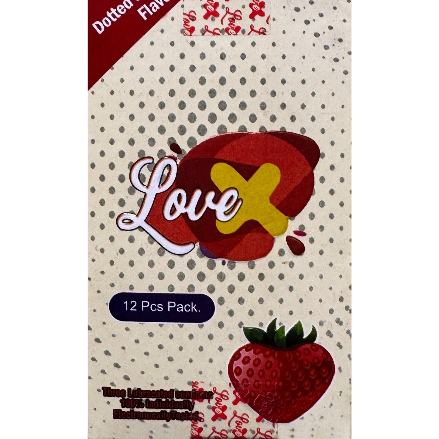 INNO Love X Strawberry Pack of 12 lubricated condoms 100% individually electronically Tested
