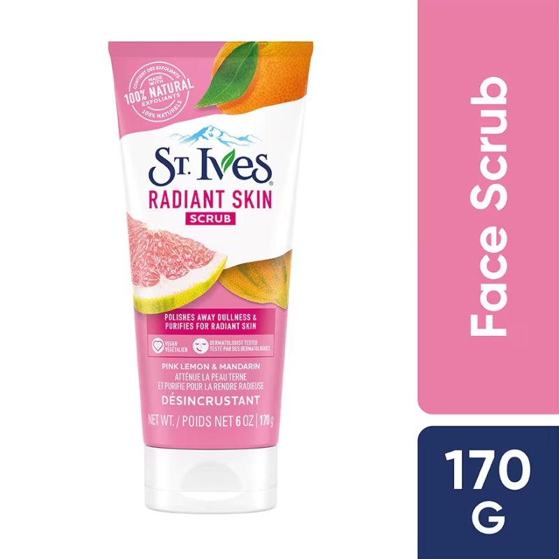 St. Ives Radiant Skin Pink Lemon & Mandarin Orange Scrub 170g Brightening & Exfoliating Face Scrub