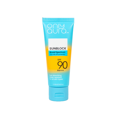 Only Aura Sun Block SPF90 50ml – Ultra High Protection Sunscreen for Strong UVA/UVB Defense, Sunburn Prevention, Skin Hydrati