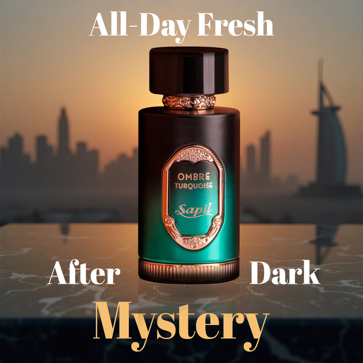 Sapil Ombre Turquoise Eau de Parfum for Men & Women 100ml - Long Lasting Fresh Aquatic Woody Fragrance Perfume with Citrus Ma