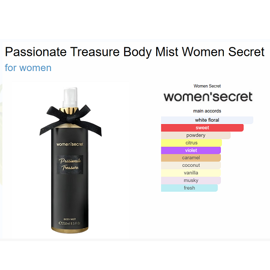 Women' Secret Body Mist Passionate Treasure 250ml