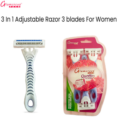 Glamorous Face 3 In 1 Adjustable Razor 3 blades For Women