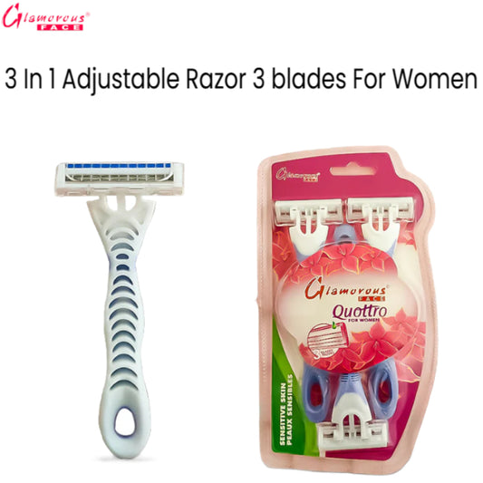 Glamorous Face 3 In 1 Adjustable Razor 3 blades For Women