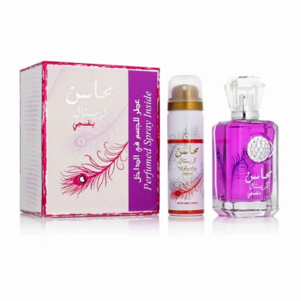 Lattafa Mahasin Crystal Purple Violet Perfume Inside Deo for Women EDP -100ml