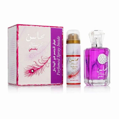 Lattafa Mahasin Crystal Purple Violet Perfume Inside Deo for Women EDP -100ml