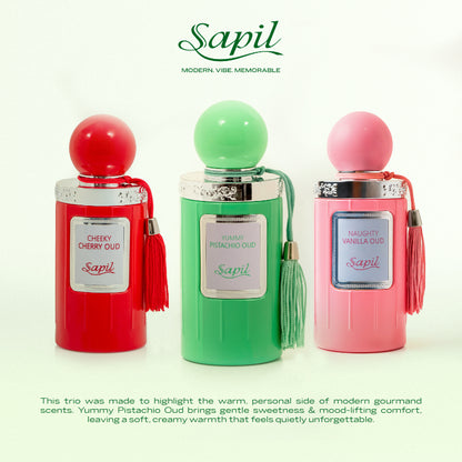 Sapil Yummy Pistachio Oud Eau de Parfum for Men & Women 100ml - Long Lasting Sweet Gourmand Oud Fragrance Perfume with Nutty 