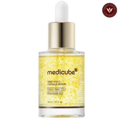 Medicube Deep Vita C Capsule Serum 30ml front product photo with Vanity Vibes badge