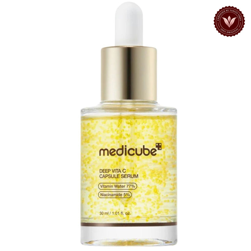 Medicube Deep Vita C Capsule Serum 30ml front product photo with Vanity Vibes badge