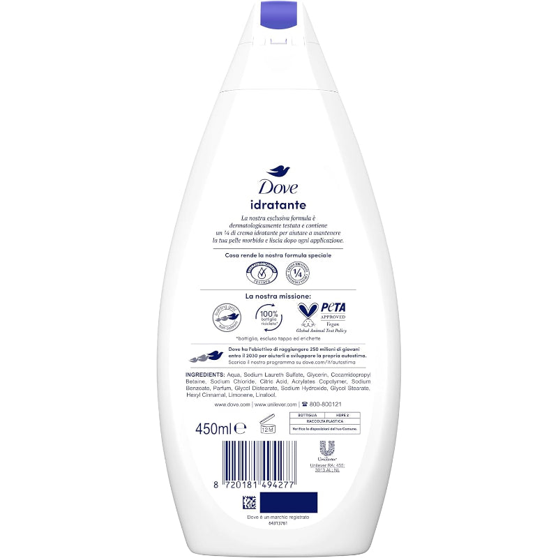 Dove Idratante Moisturizing Shower Gel 450ml – Gentle Hydrating Body Wash for Smooth & Soft Skin