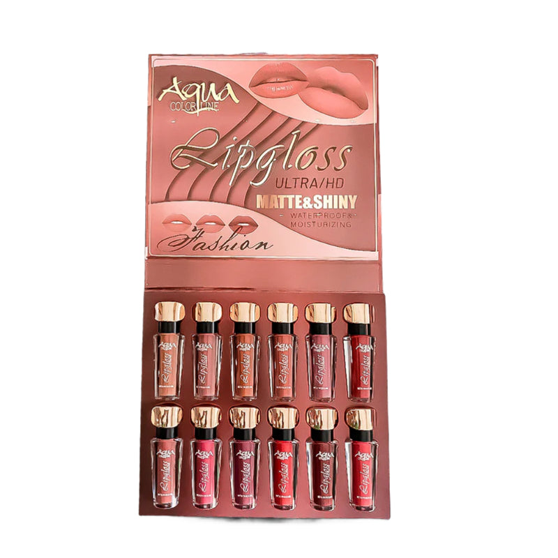 Aqua Color Line 12 Pieces Lip Gloss (Group:B)