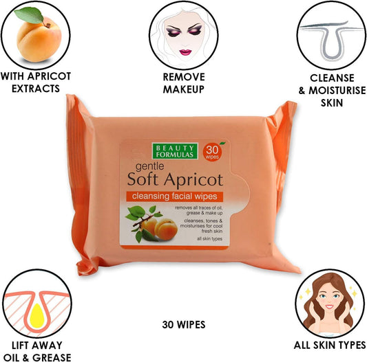 Beauty Formulas Gentle Soft Apricot Cleansing Wipes 25s