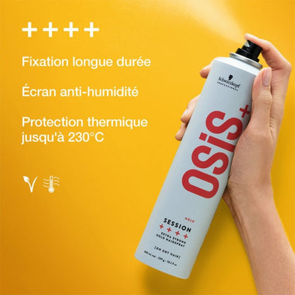 Schwarzkopf Osis+ Hold Fixation Session Extra Strong Hold Hairspray 500ml Long-Lasting Control & Maximum Hold