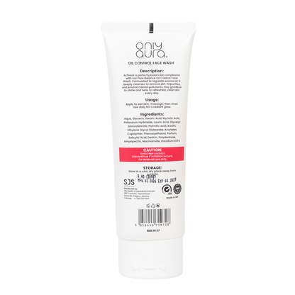 Only Aura Face Wash Oil Control 100ml – Deep Cleansing Skincare Face Wash for Excess Oil Removal, Acne Control, Pore Purifica