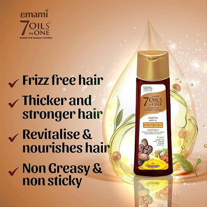 Emami 7 in 1 Blends Damage Control Castor Hair Oil 100ml - Nourishing Hair Care Oil for Hair Repair, Smooth Shiny & Strong He