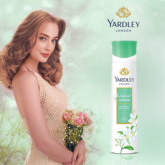 Yardley London Imperial Jasmine Body Spray for Women 150ml - Elegant Floral Jasmine Fragrance Mist with Warm Musk & Amber Not