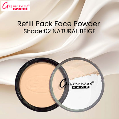 Glamorous Face Refill Pack Face Powder (Shade:02 Natural Beige))