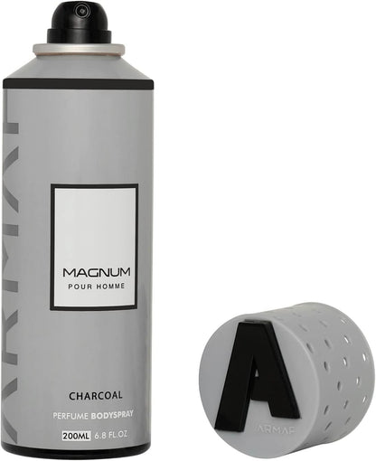 Armaf Magnum Pour Homme Charcoal Perfume Body Spray 200ml Masculine Fresh & Smoky Fragrance