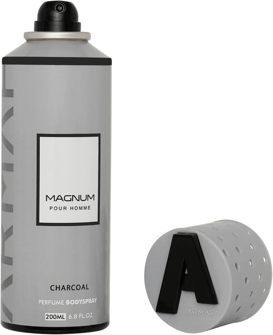 Armaf Magnum Pour Homme Charcoal Perfume Body Spray 200ml Masculine Fresh & Smoky Fragrance