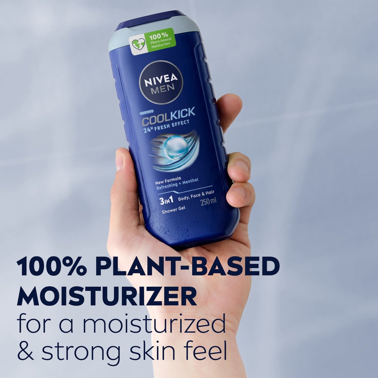 Nivea Men Cool Kick 24H Fresh Effect 3-In-1 Shower Gel For Body, Face & Hair 250ml